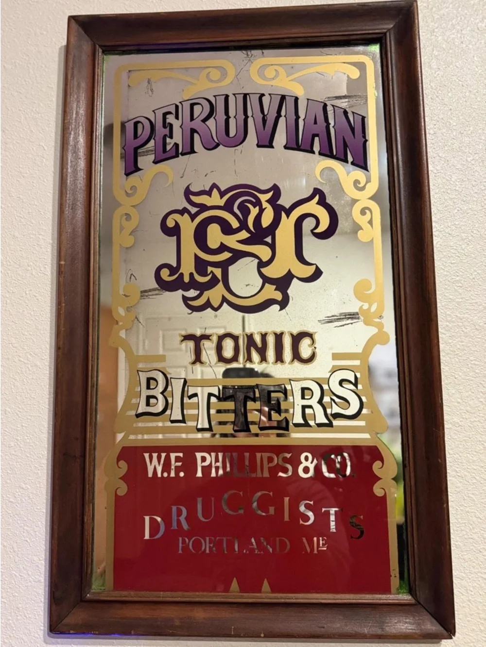 Peruvian Tonic Bitters Decorative Wall Mirror - Purple and Gold